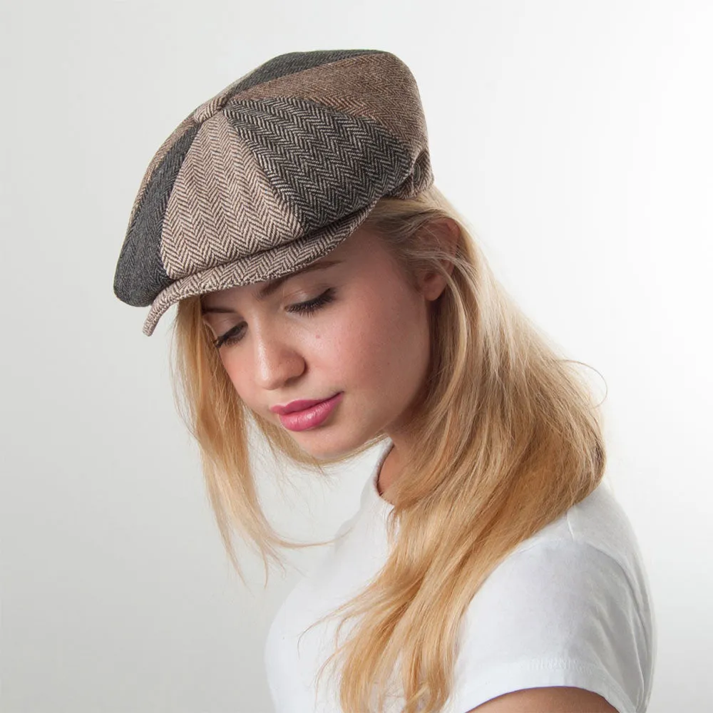 Jaxon & James Herringbone Patch Newsboy Cap - Multi-Coloured