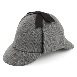 Jaxon & James Herringbone Sherlock Holmes Deerstalker Hat - Grey
