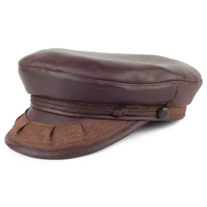 Jaxon & James Leather Greek Fisherman Cap - Dark Brown