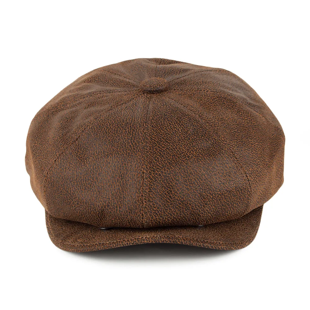 Jaxon & James Leather Newsboy Cap - Brown