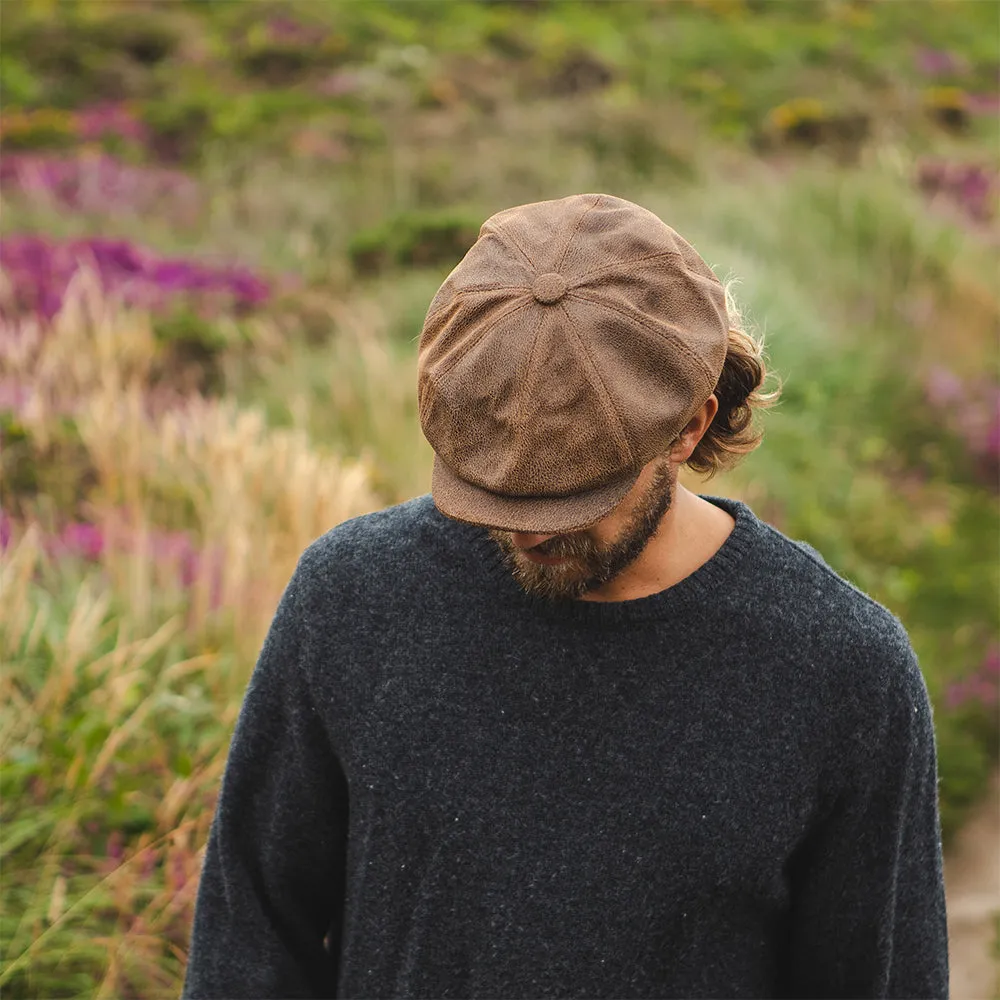 Jaxon & James Leather Newsboy Cap - Brown