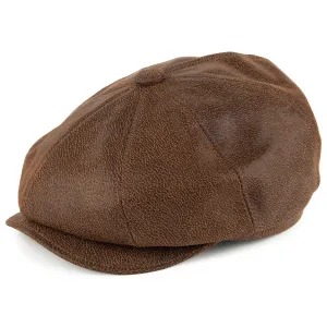 Jaxon & James Leather Newsboy Cap - Brown