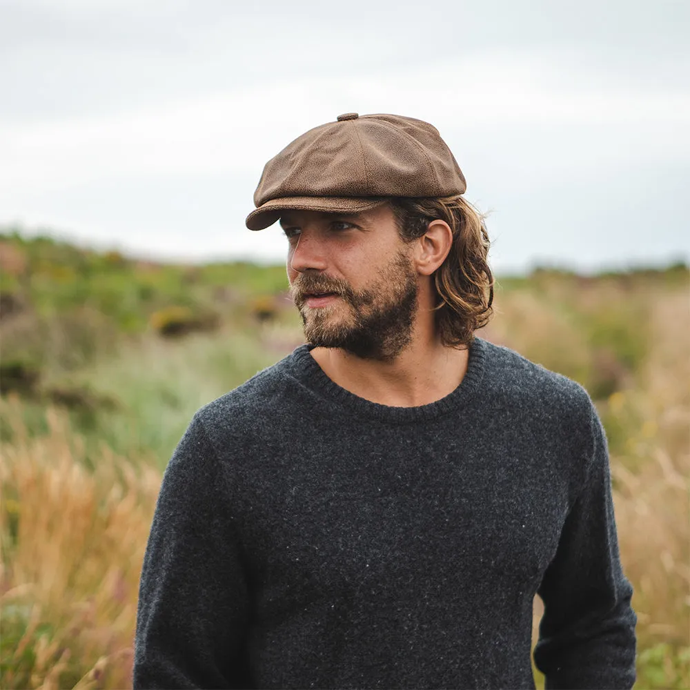 Jaxon & James Leather Newsboy Cap - Brown