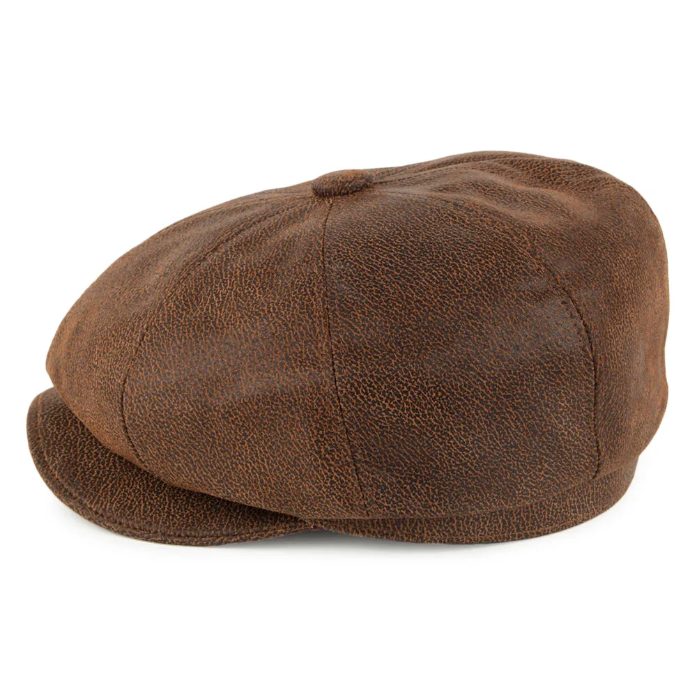 Jaxon & James Leather Newsboy Cap - Brown