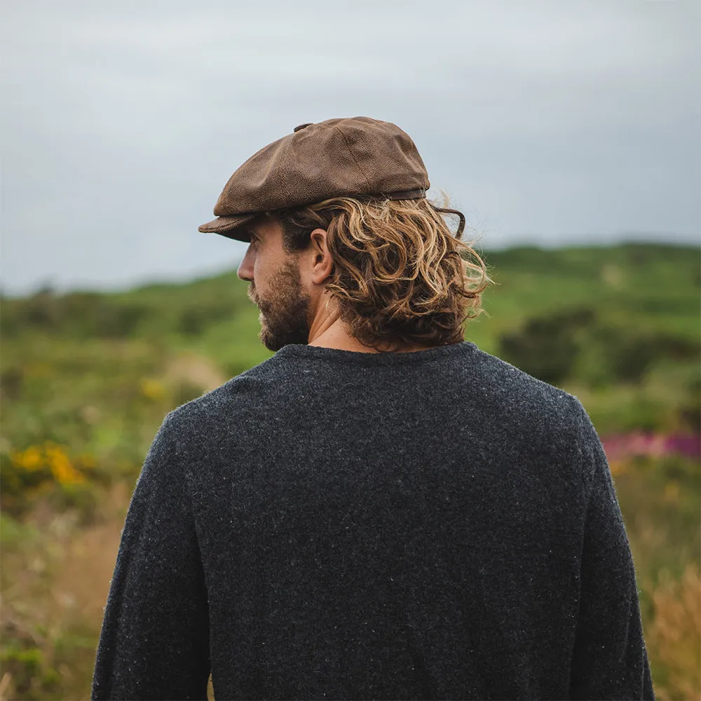 Jaxon & James Leather Newsboy Cap - Brown