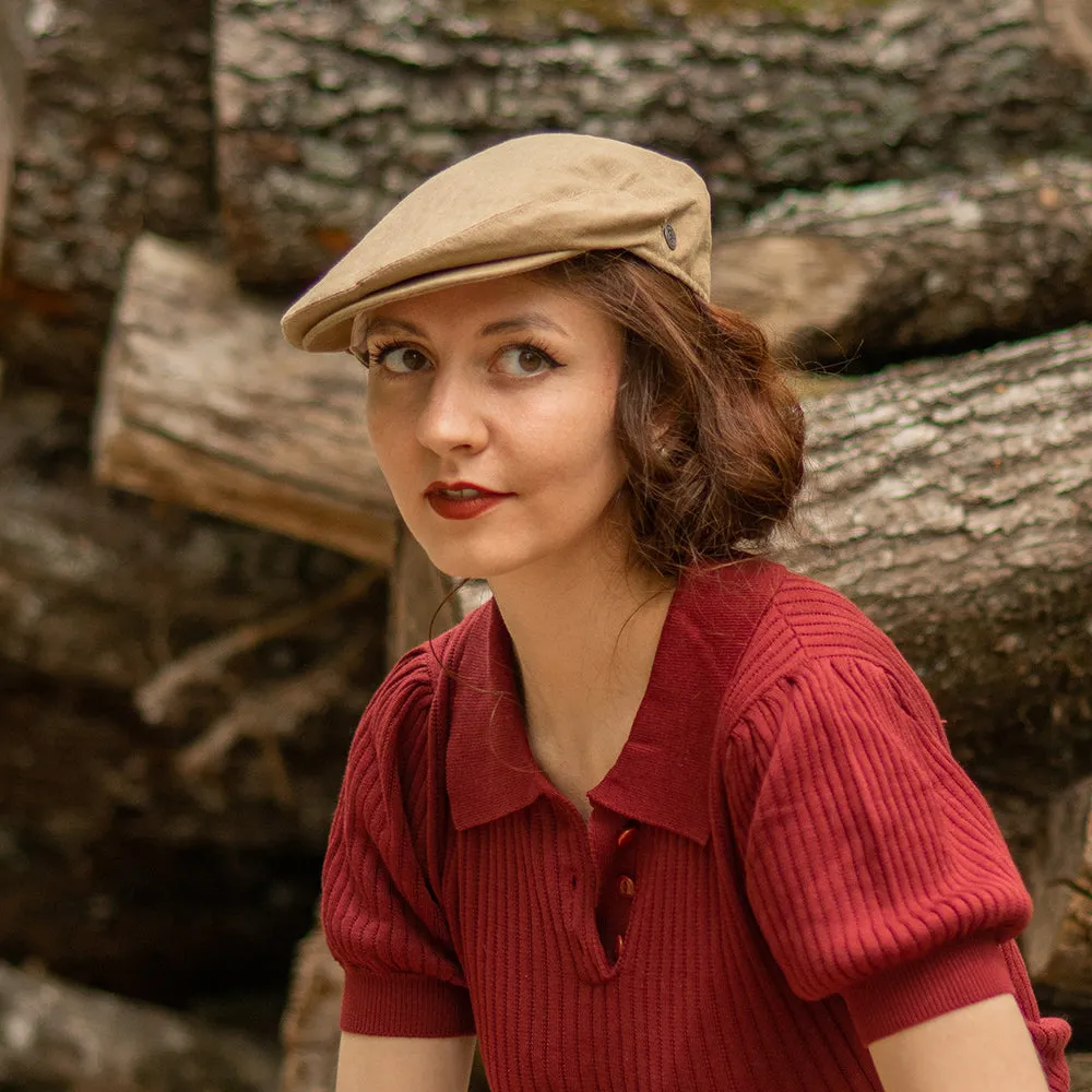 Jaxon & James Linen Flat Cap - Camel