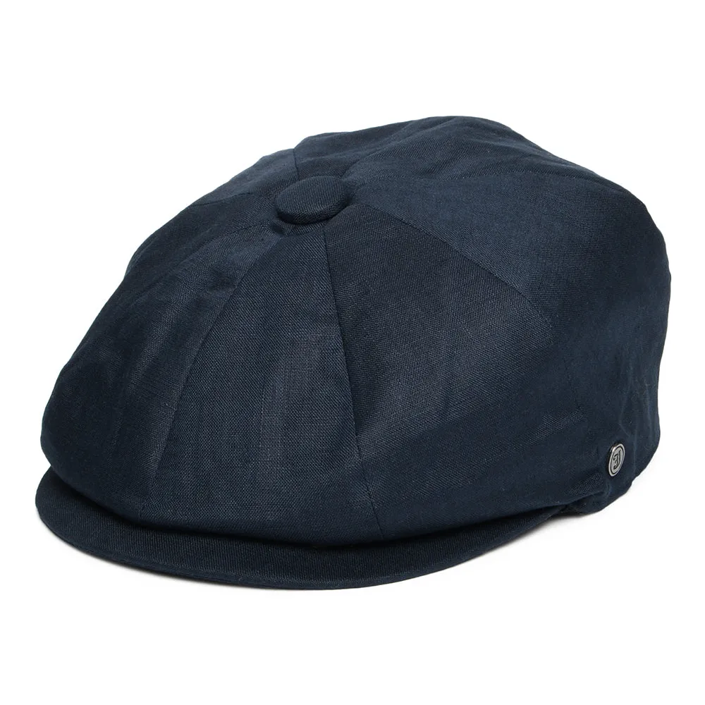 Jaxon & James Linen Newsboy Cap - Navy Blue