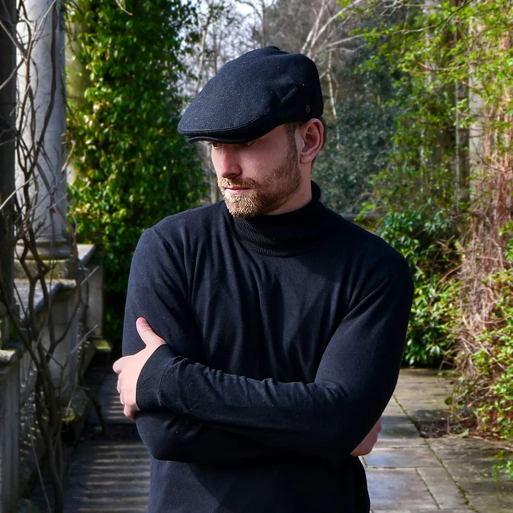 Jaxon & James Melton Wool Flat Cap - Black