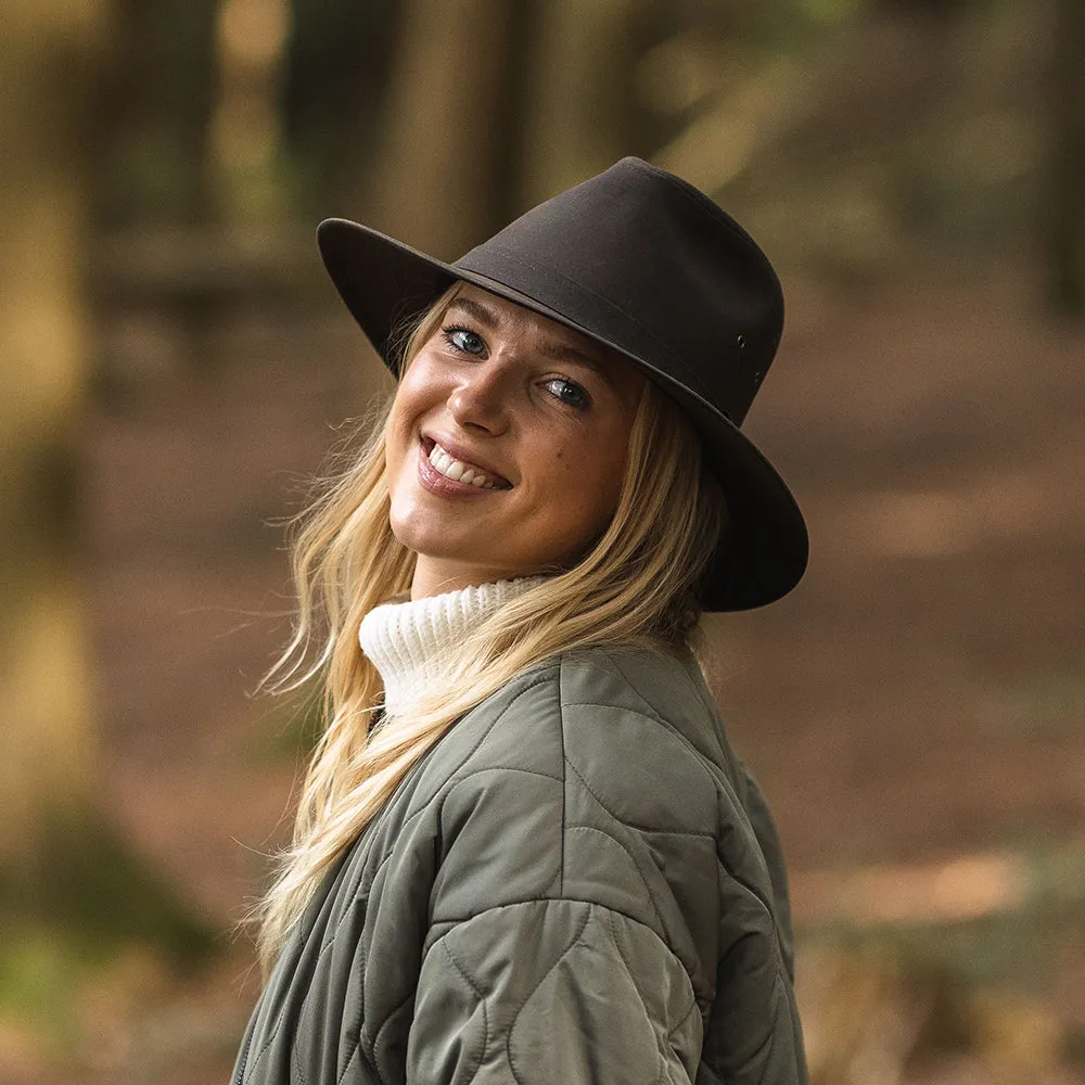 Jaxon & James Oilcloth Safari Fedora Hat - Olive