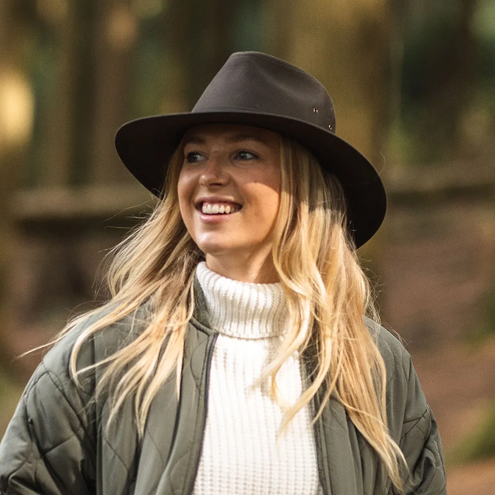 Jaxon & James Oilcloth Safari Fedora Hat - Olive