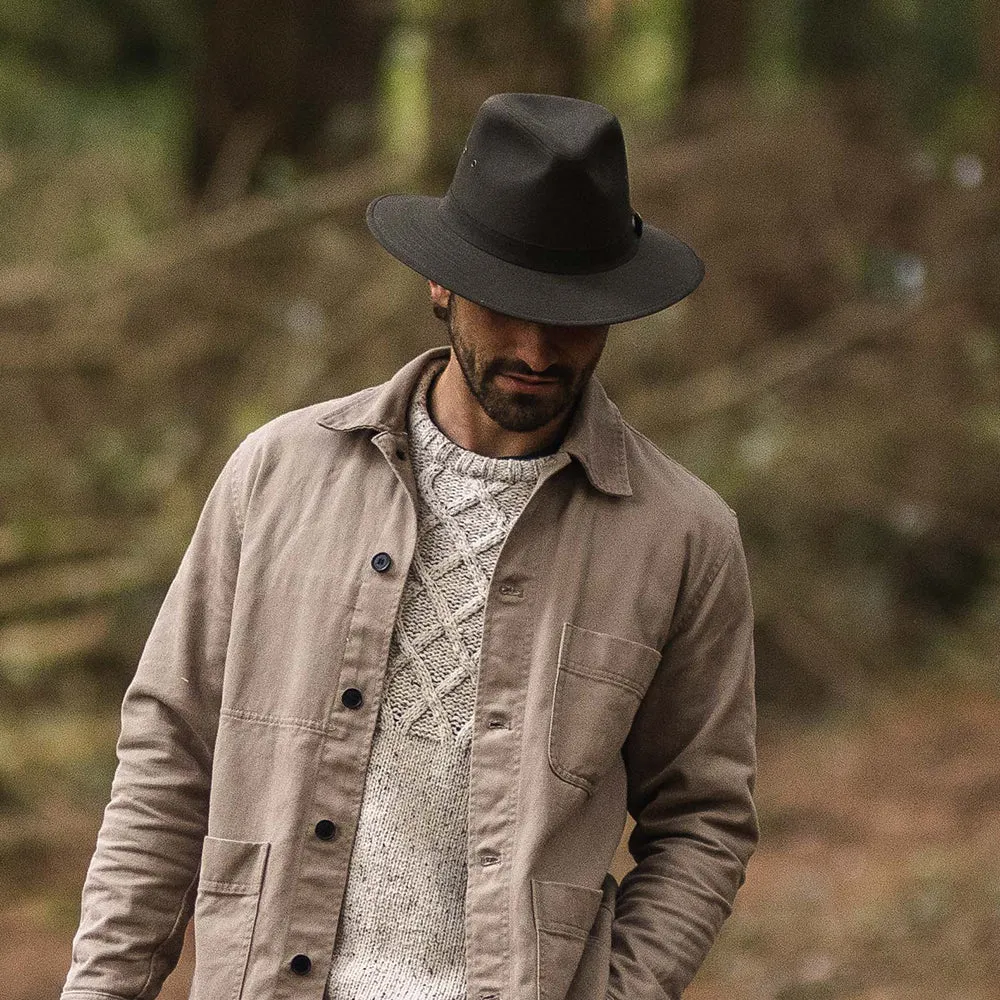 Jaxon & James Oilcloth Safari Fedora Hat - Olive