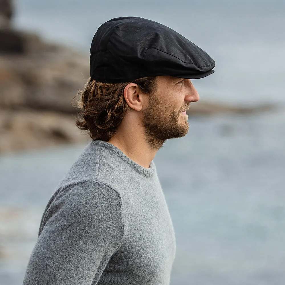 Jaxon & James Oilcloth Water Resistant Flat Cap - Black