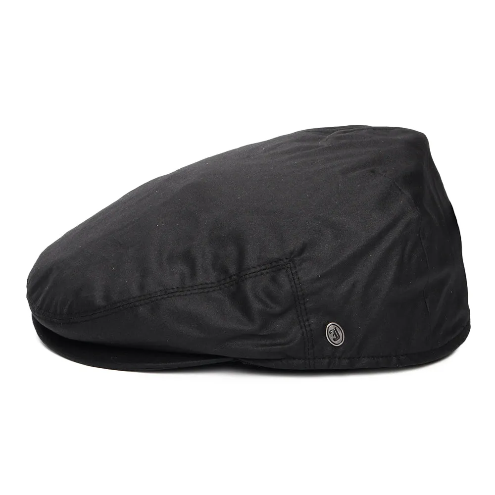Jaxon & James Oilcloth Water Resistant Flat Cap - Black