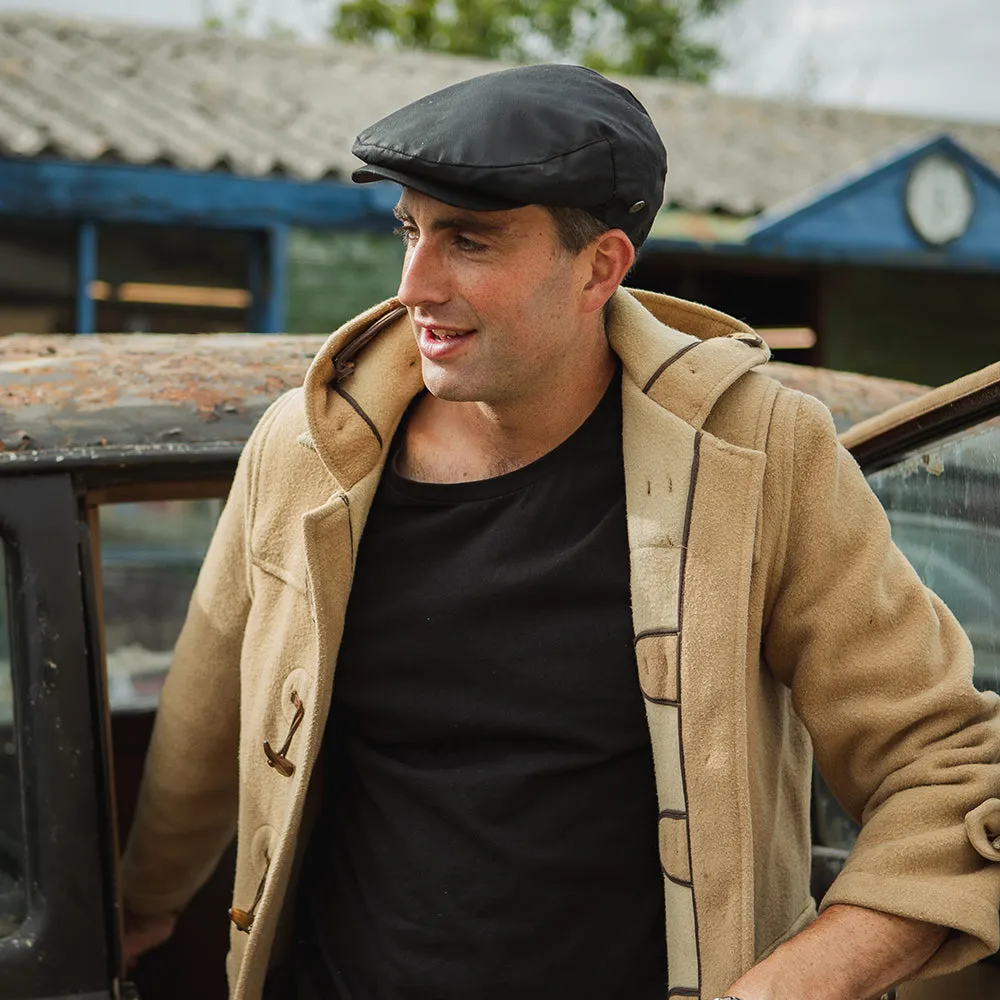 Jaxon & James Oilcloth Water Resistant Flat Cap - Black