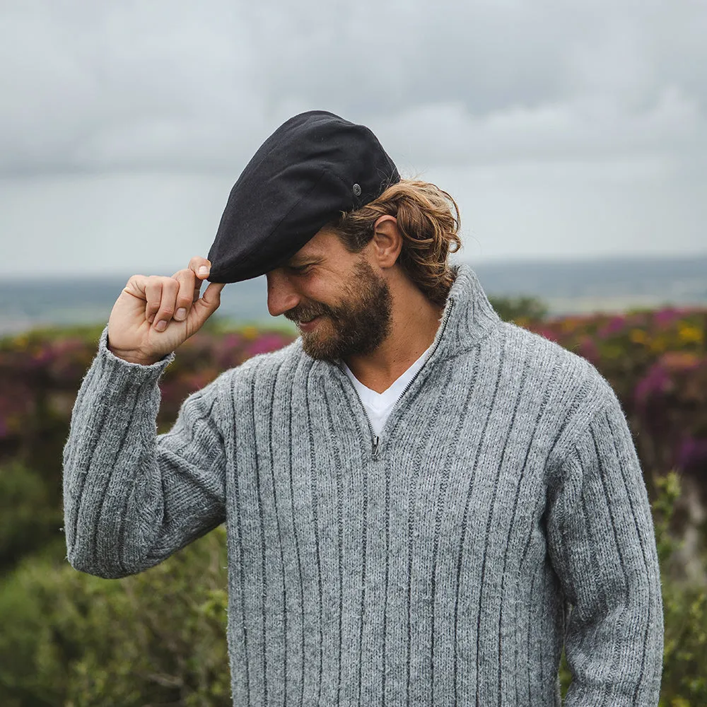 Jaxon & James Pure Wool Harlem Flat Cap - Black