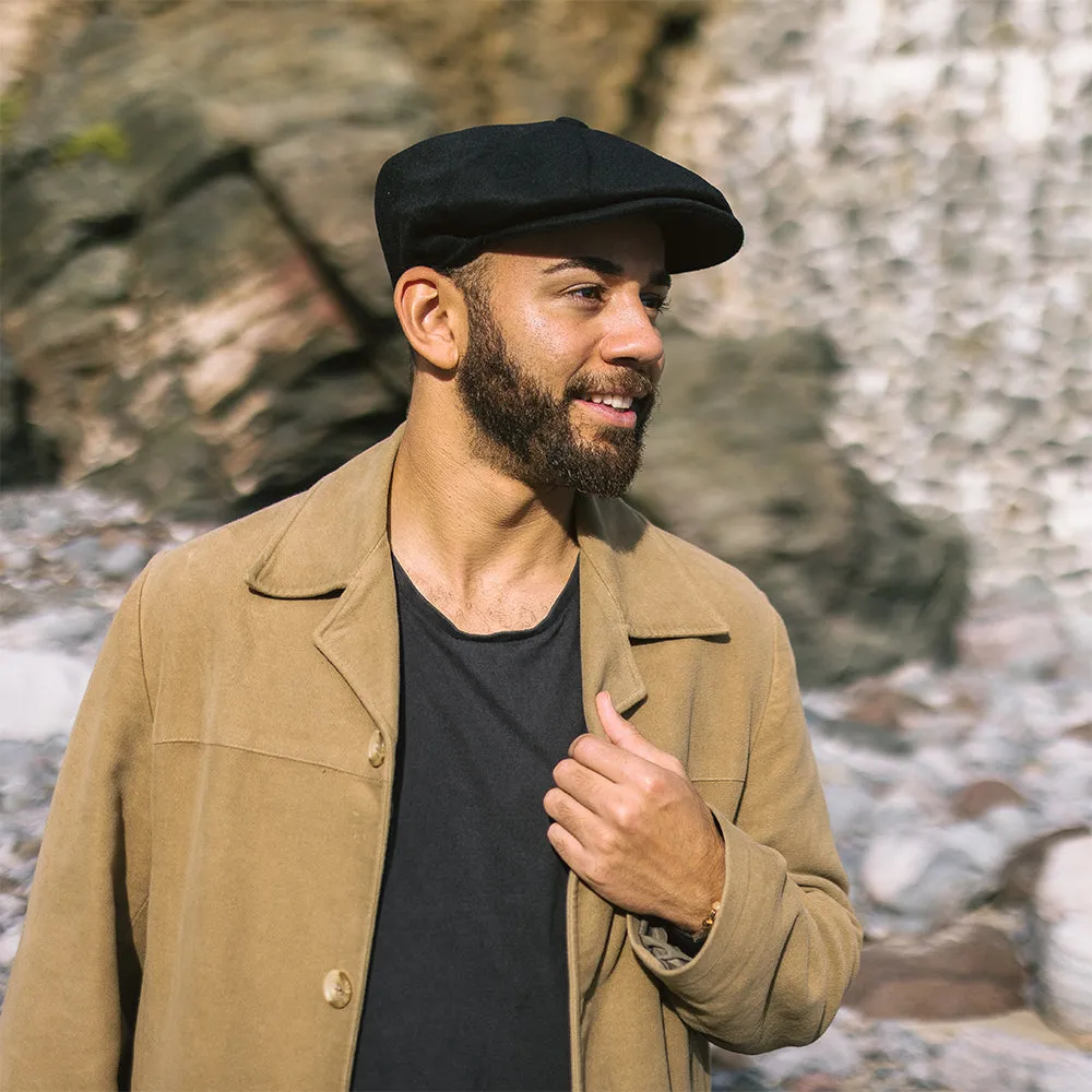 Jaxon & James Pure Wool Harlem Newsboy Cap - Black
