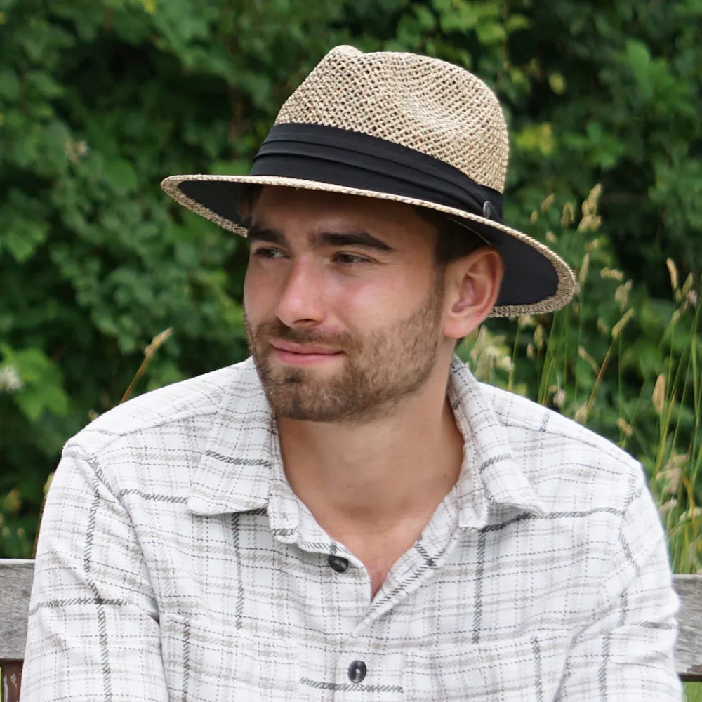 Jaxon & James Seagrass Straw Safari Fedora Hat - Natural