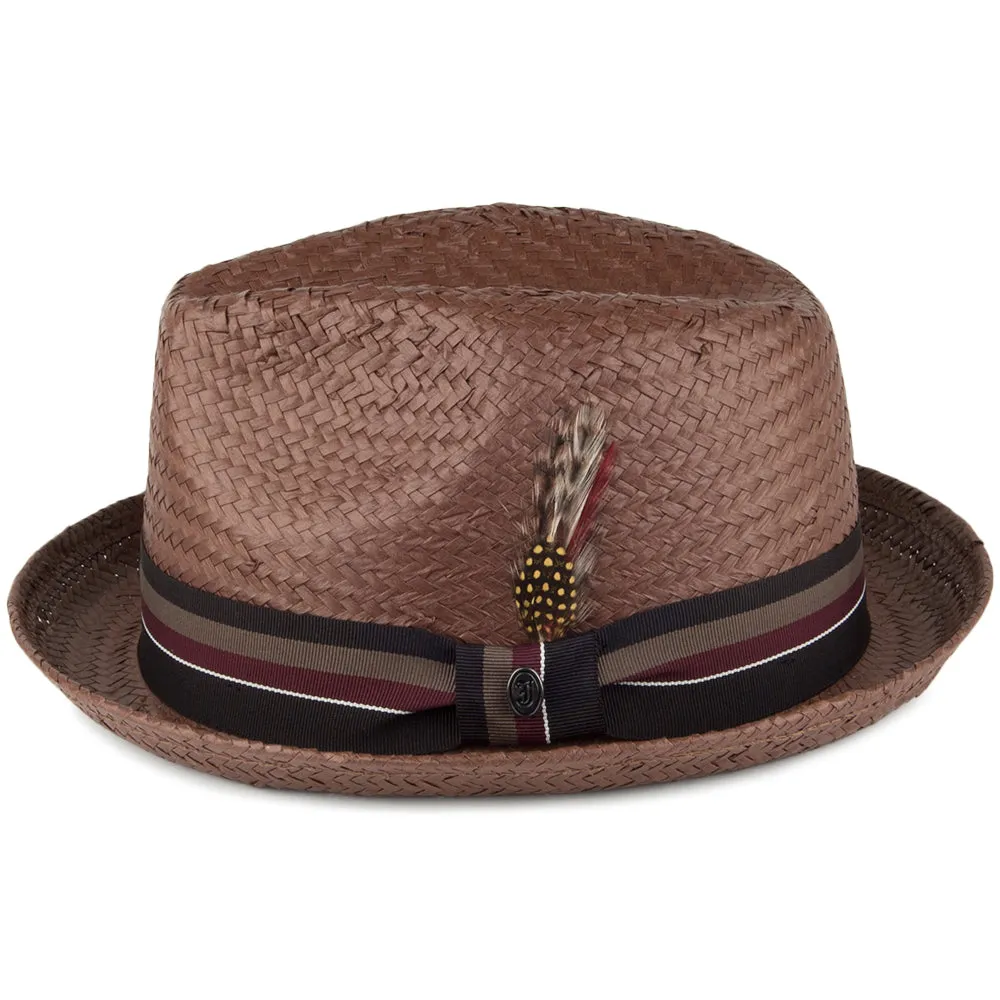 Jaxon & James Tribeca Straw Trilby Hat - Brown