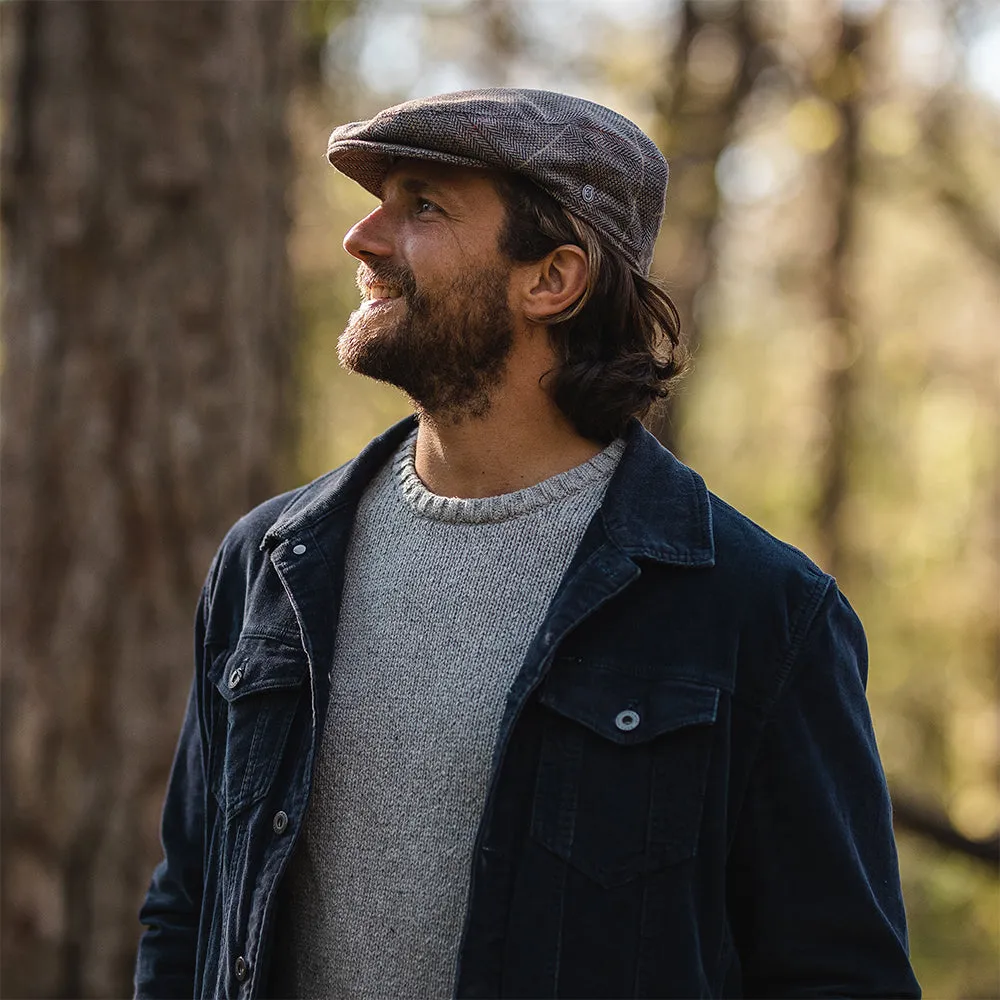 Jaxon & James Tweed Flat Cap - Brown-Grey