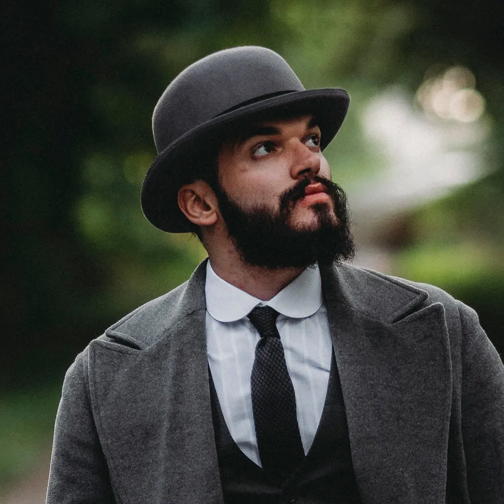 Jaxon & James Wool Felt English Bowler Hat - Grey
