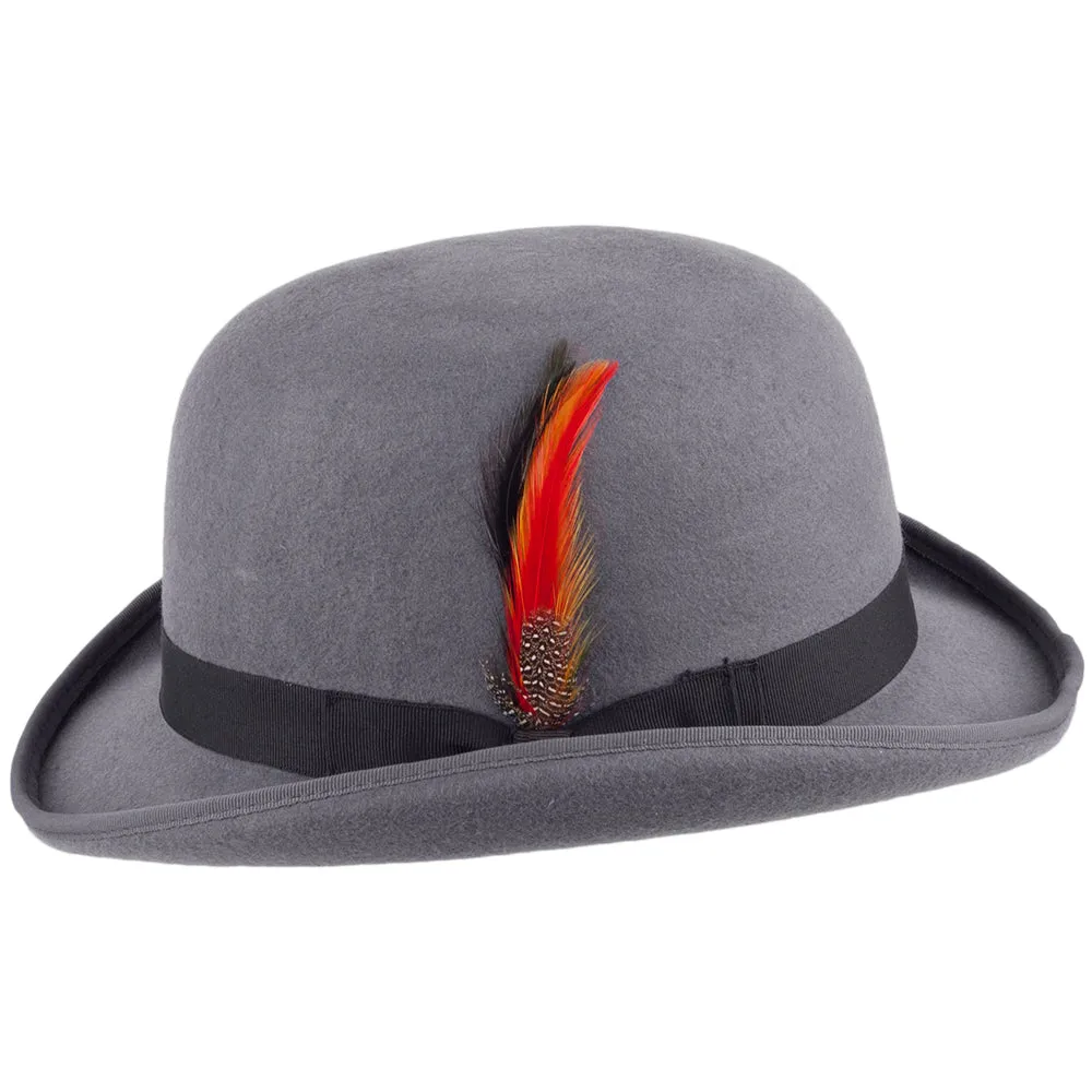 Jaxon & James Wool Felt English Bowler Hat - Grey