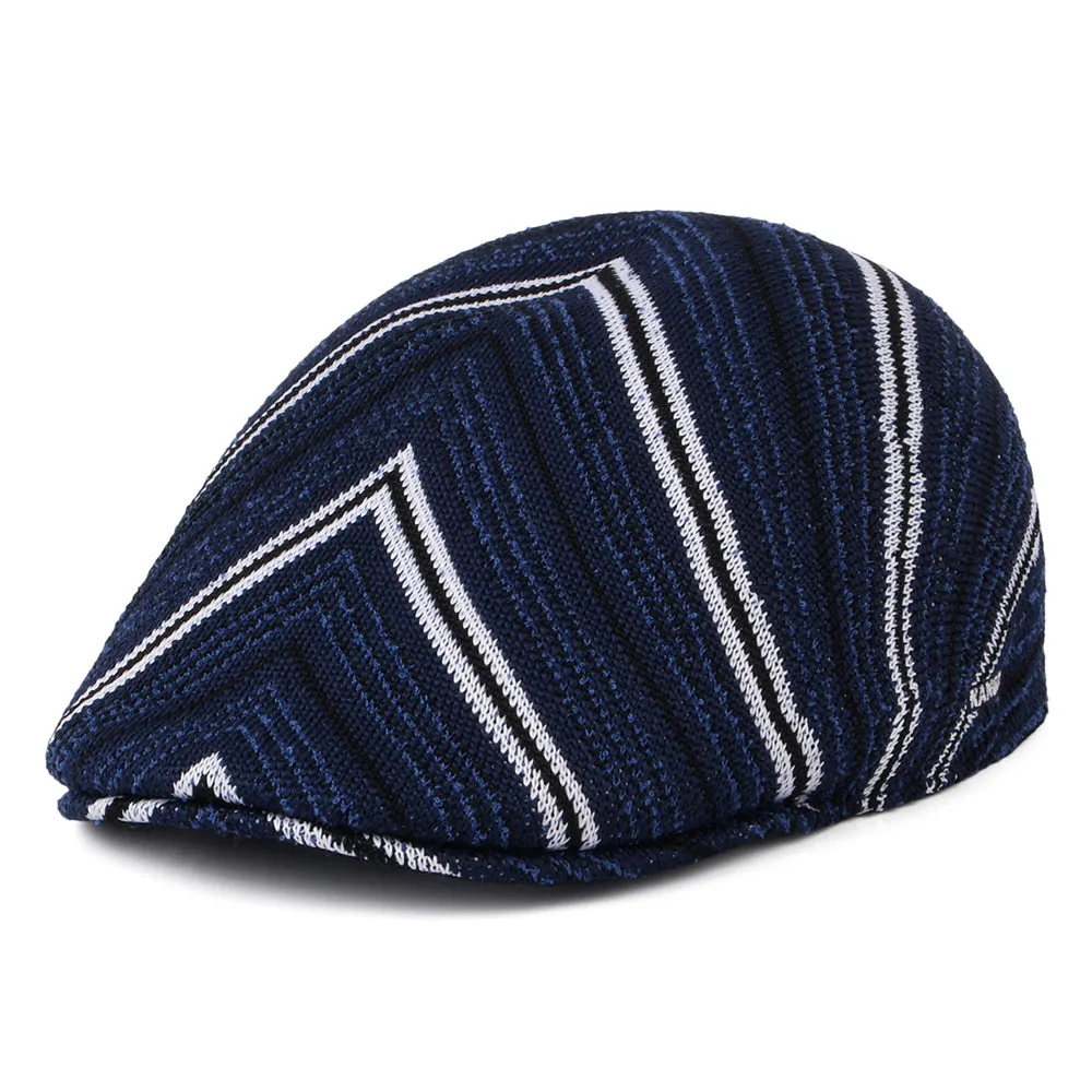 Kangol Diagonal Stripes Tropic 507 Flat Cap - Navy Blue
