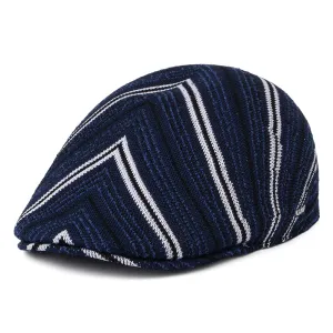 Kangol Diagonal Stripes Tropic 507 Flat Cap - Navy Blue