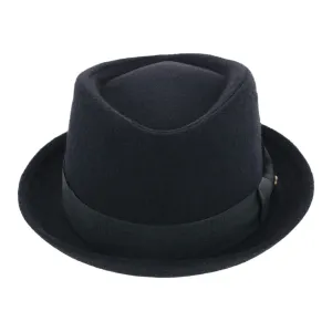 Men's Diamond Shape Wool Fedora with Grosgrain Hatband