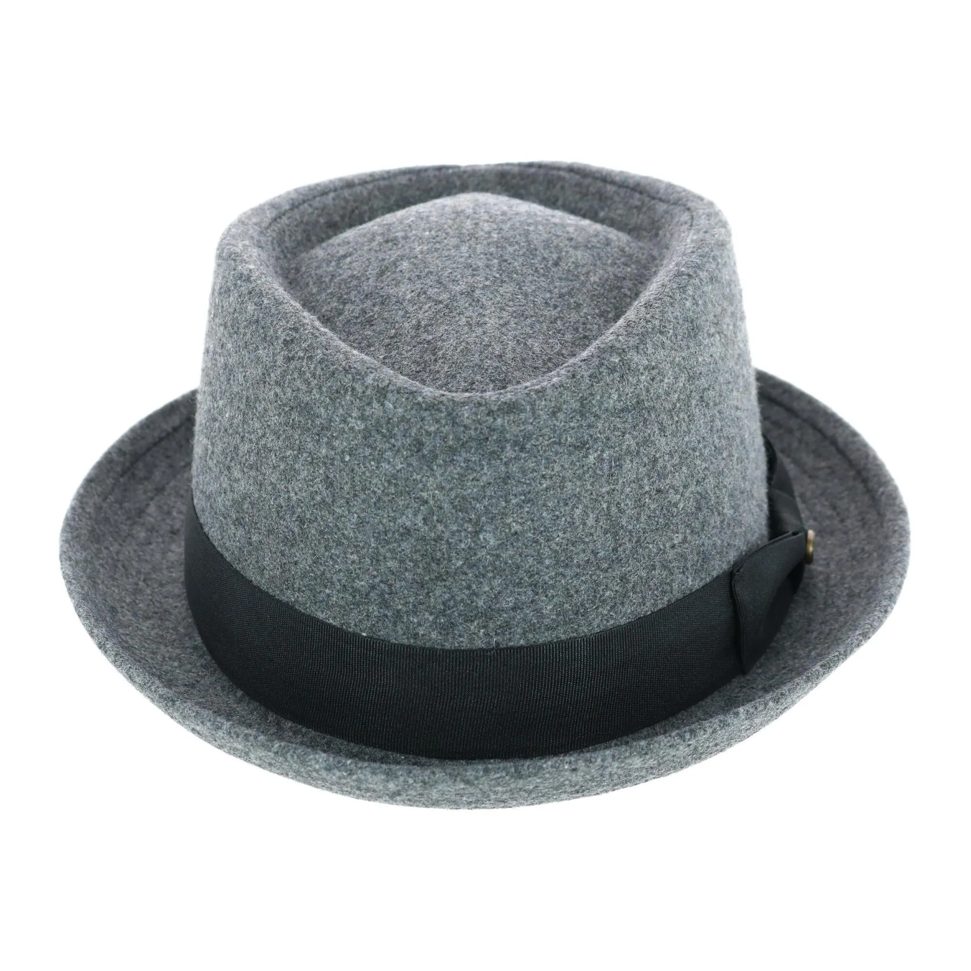 Men's Diamond Shape Wool Fedora with Grosgrain Hatband