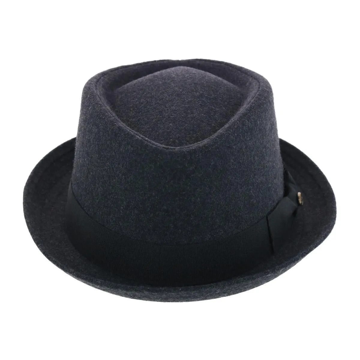 Men's Diamond Shape Wool Fedora with Grosgrain Hatband