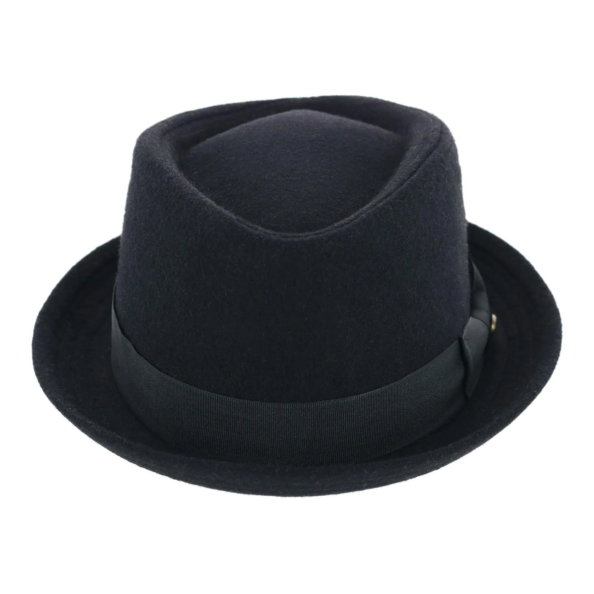 Men's Diamond Shape Wool Fedora with Grosgrain Hatband