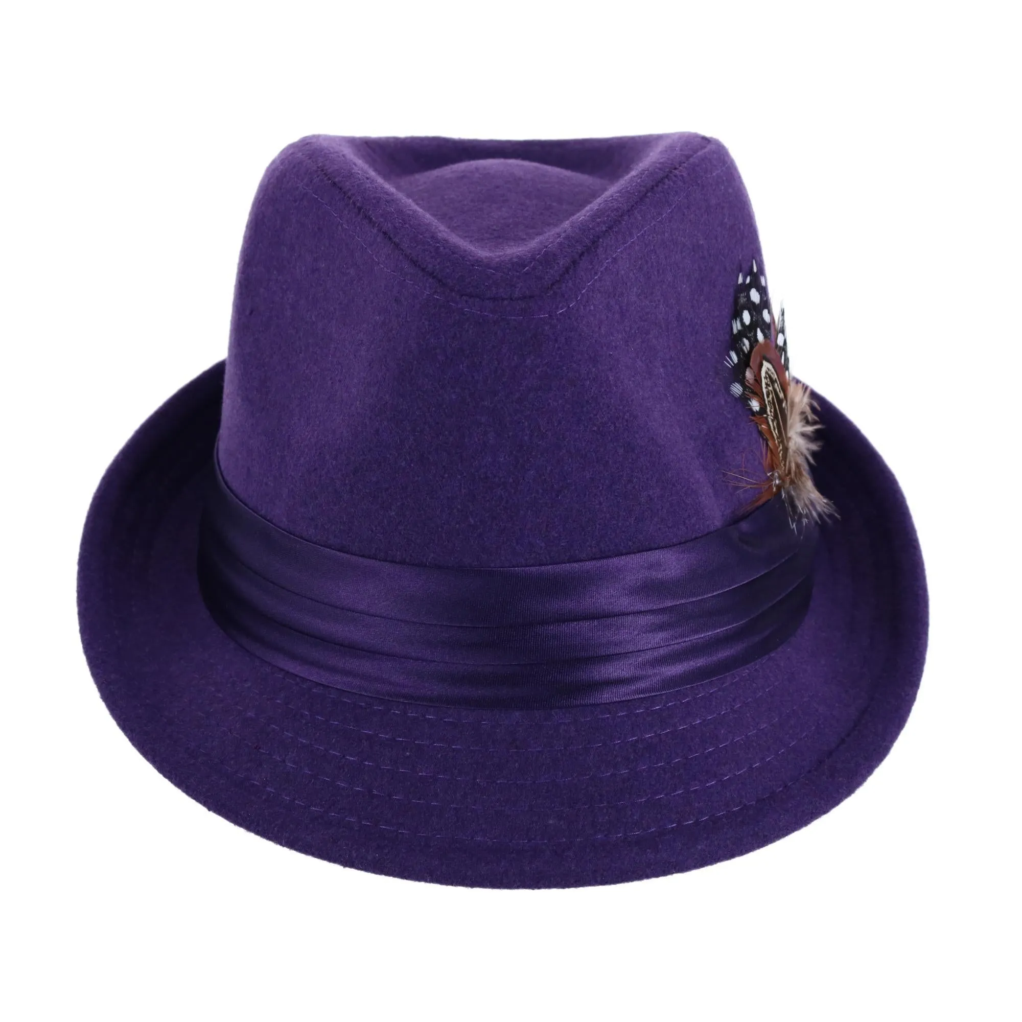 Men's Dressy Faux Felt Fedora with Feather