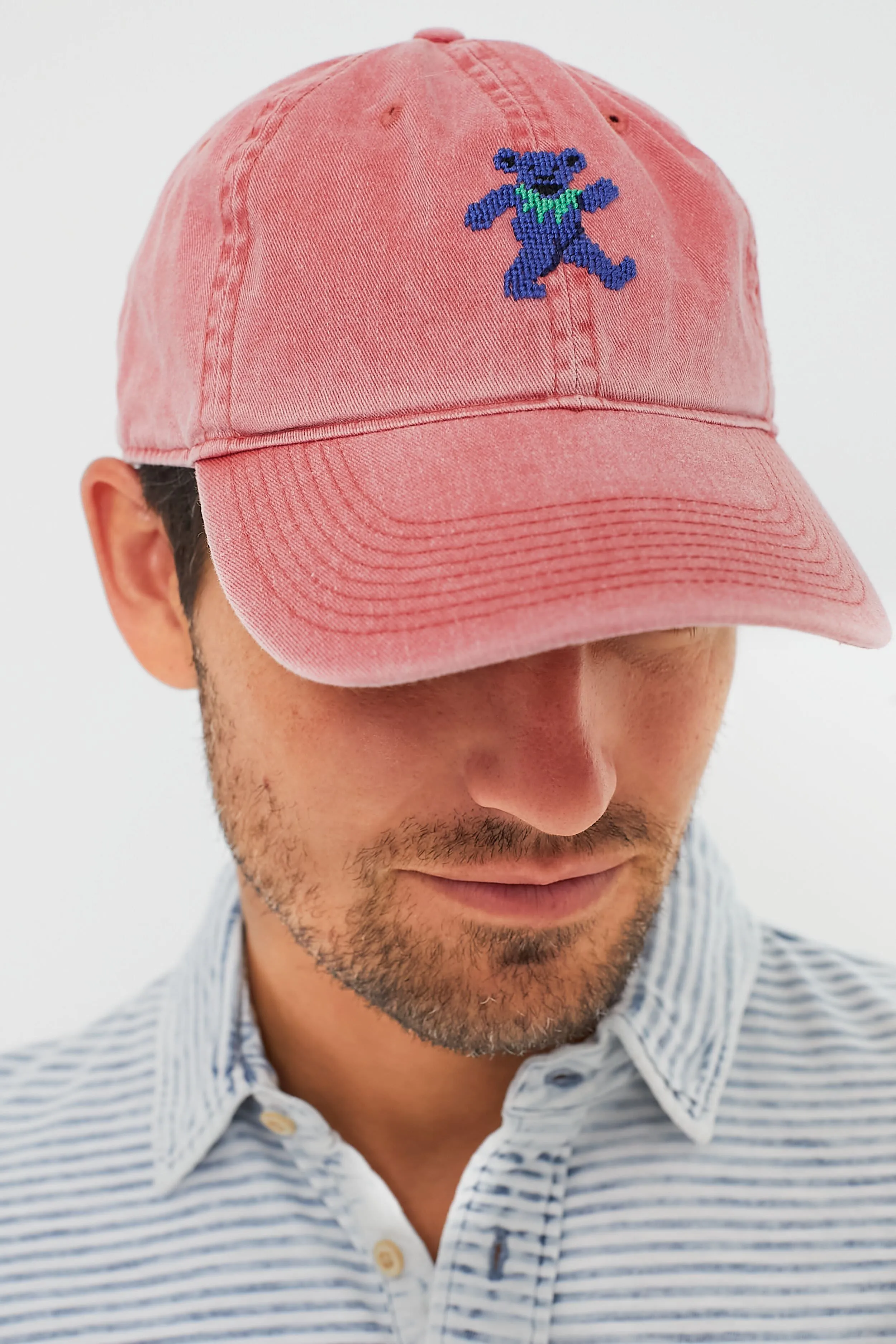 Nantucket Red Dancing Bear Needlepoint Hat