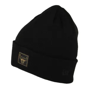 New Era Chicago Bulls Beanie Hat - NBA Metallic Badge Cuff Knit - Black-Gold