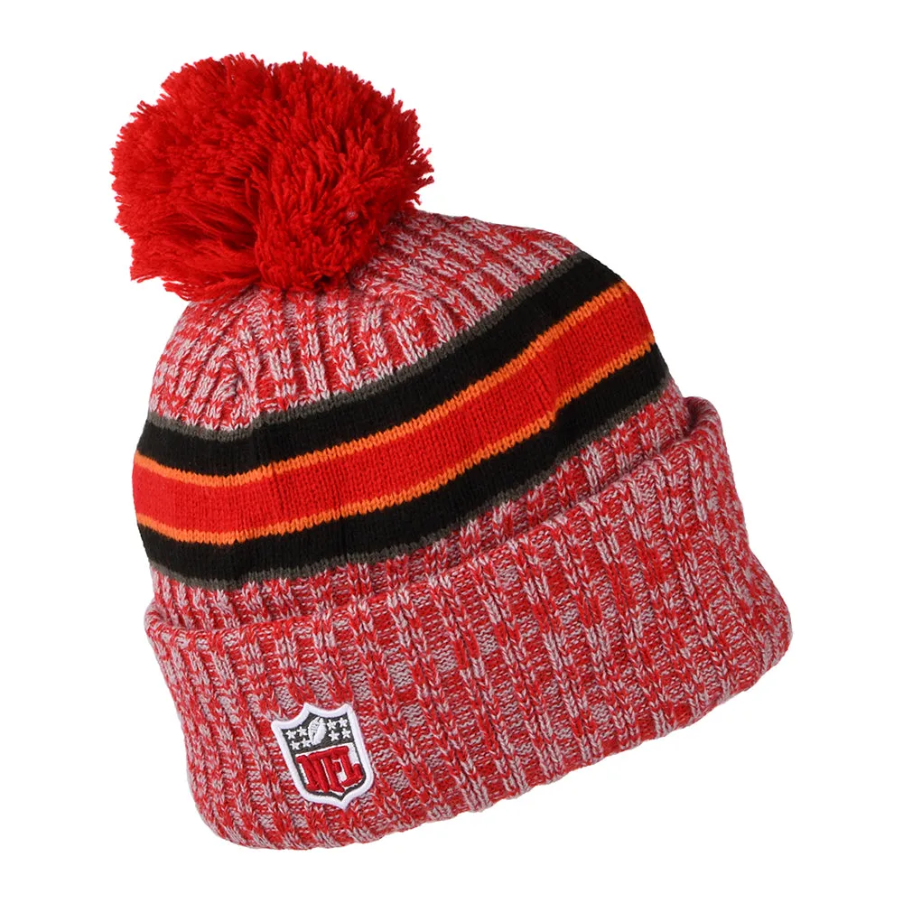 New Era Tampa Bay Buccaneers Bobble Hat - NFL Sideline Sport Knit - Red-Black