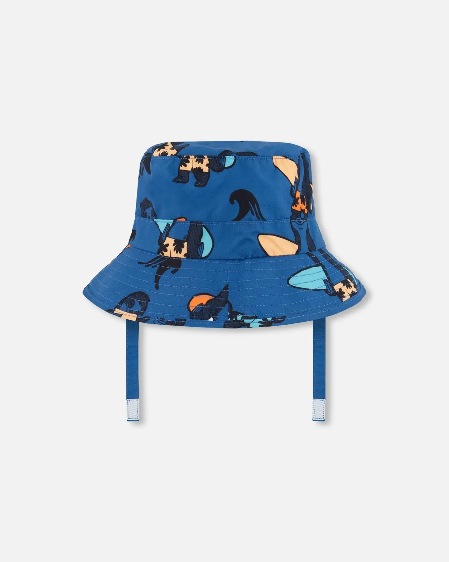 Printed Beach Hat Orange Sloths On Navy Blue