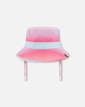 Printed Beach Sun Hat Pink, Orange, And Turquoise