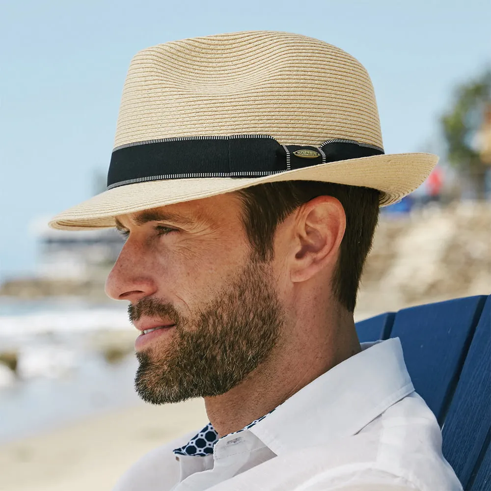 Scala Hats Wyatt Fine Braid Toyo Fedora Hat - Natural