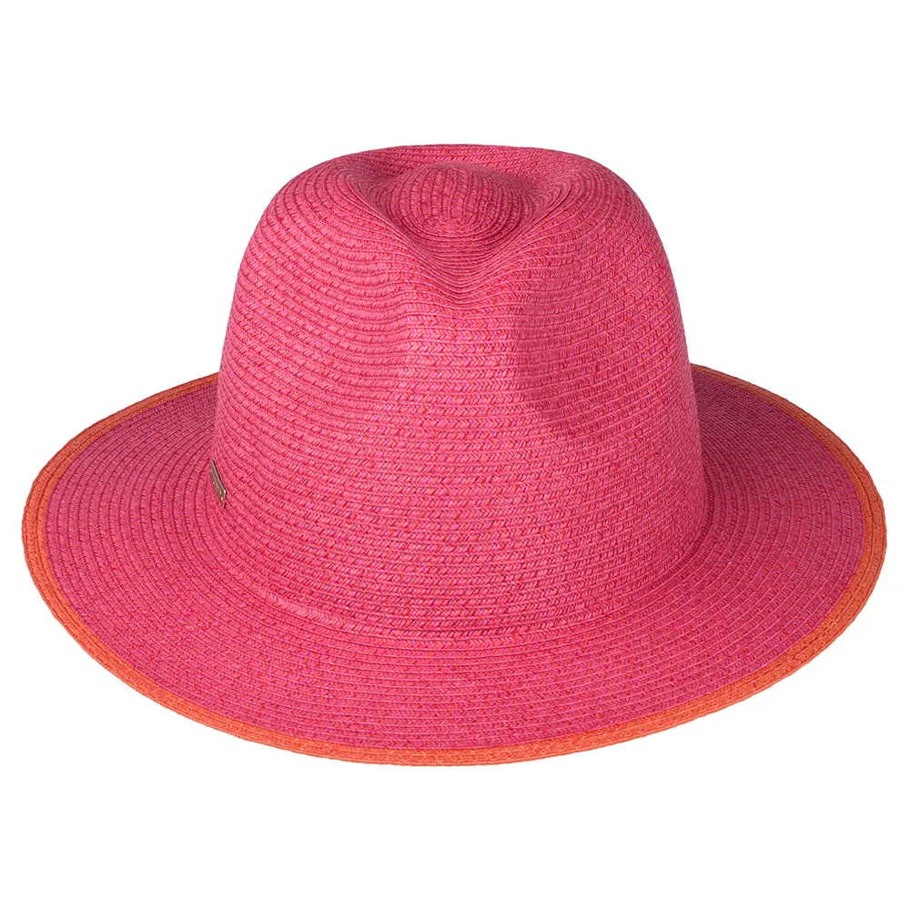 Seeberger Hats Toyo Straw Fedora Hat - Pink-Orange