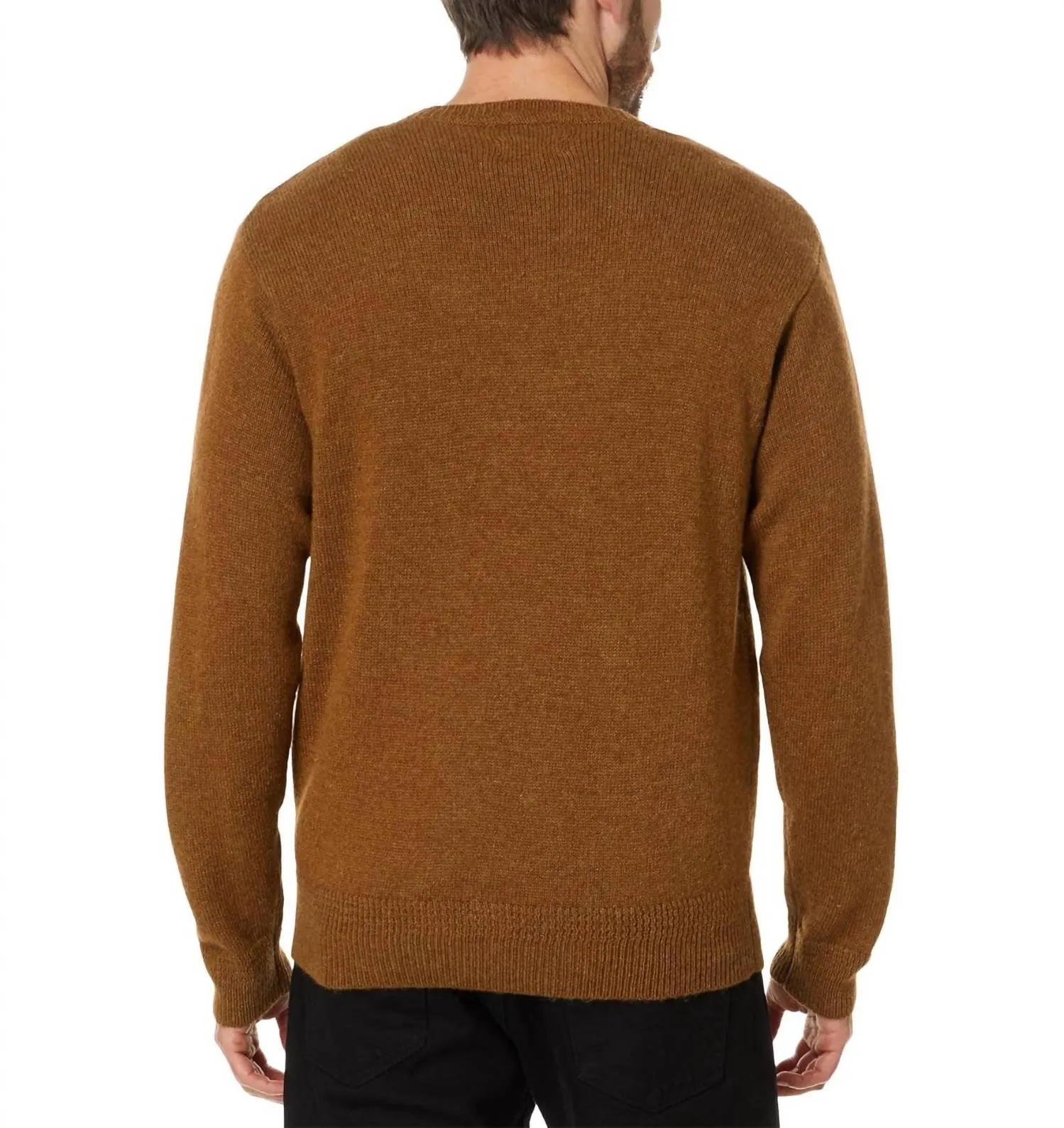 Shetland Wool Crewneck Sweater In Carmel Heather