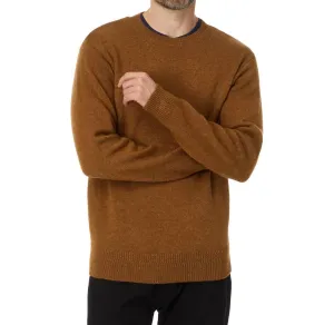 Shetland Wool Crewneck Sweater In Carmel Heather