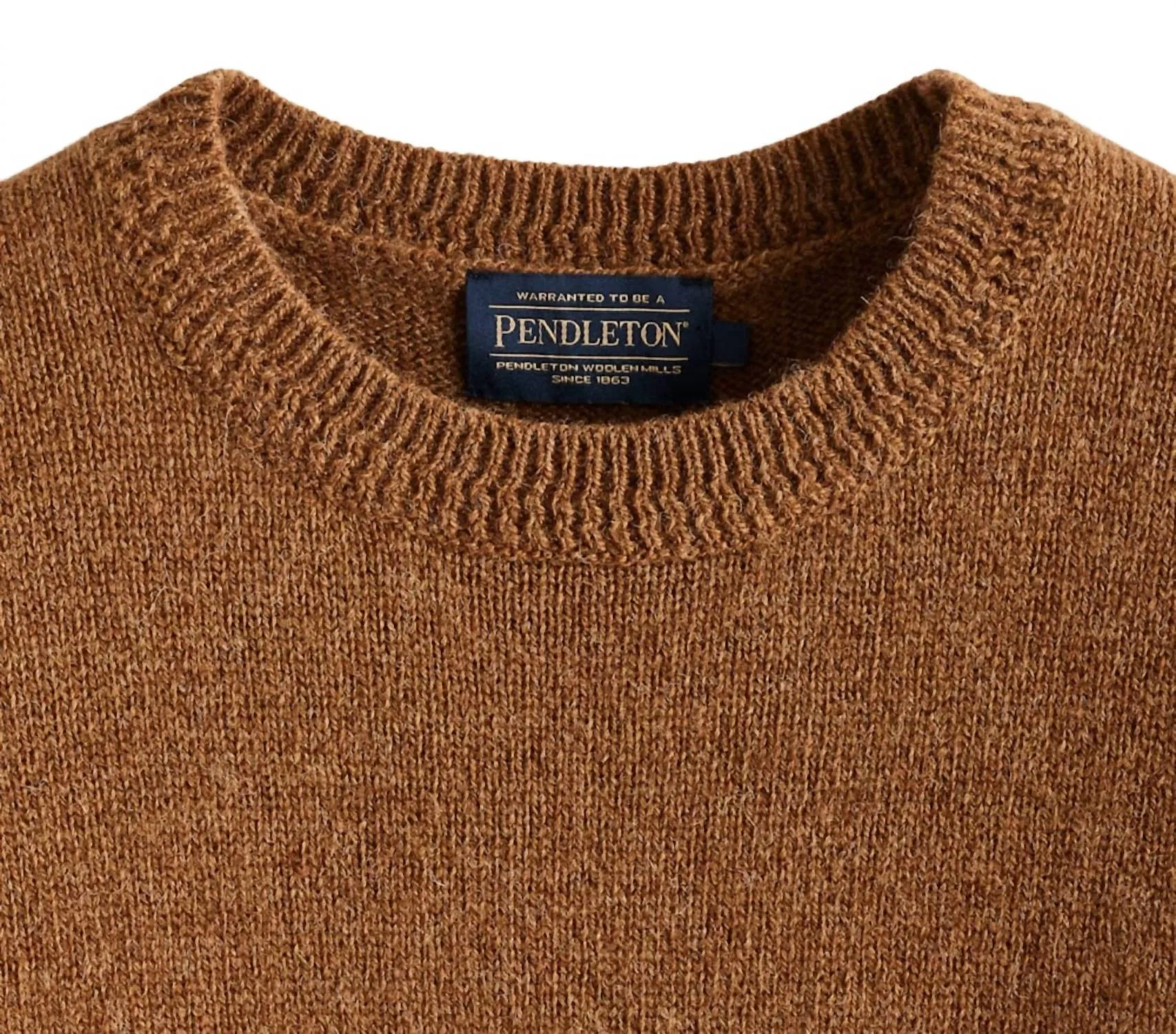 Shetland Wool Crewneck Sweater In Carmel Heather