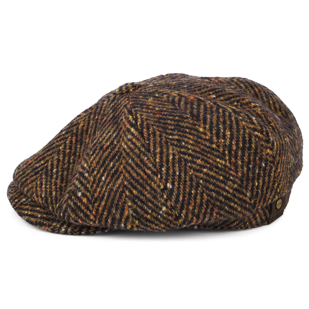 Stetson Hats Hatteras Herringbone Virgin Wool Newsboy Cap - Navy-Cognac