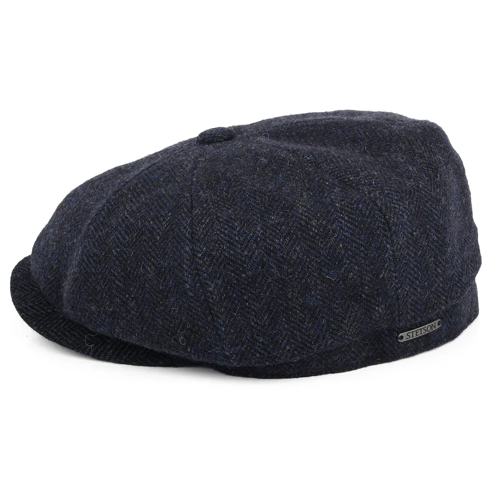 Stetson Hats Hatteras Herringbone Wool Newsboy Cap - Blue