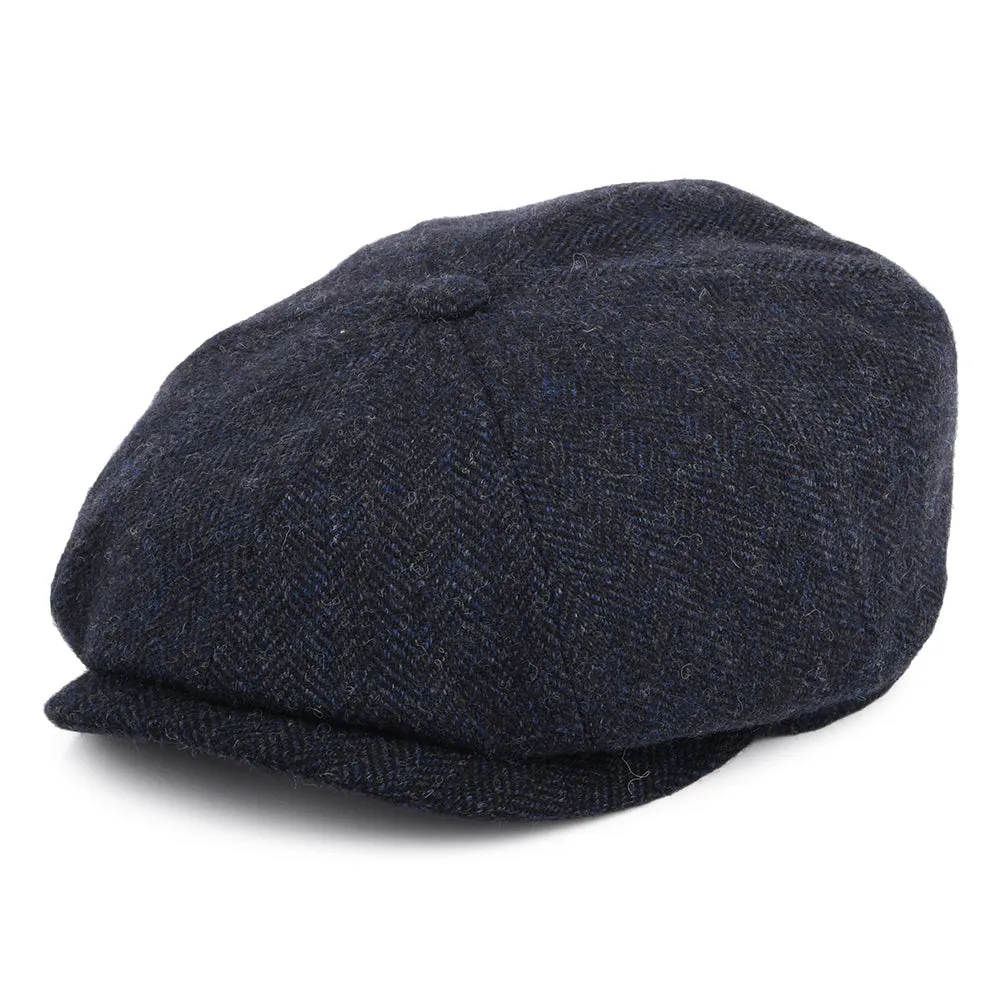 Stetson Hats Hatteras Herringbone Wool Newsboy Cap - Blue