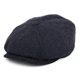Stetson Hats Hatteras Herringbone Wool Newsboy Cap - Blue
