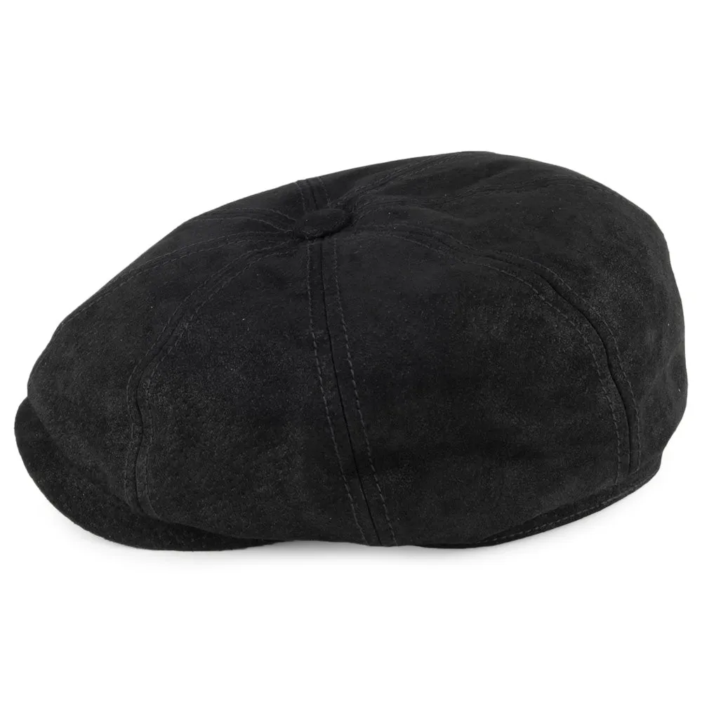 Stetson Hats Hatteras Leather Newsboy Cap - Black