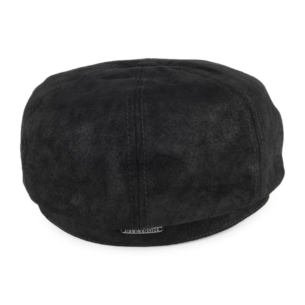 Stetson Hats Hatteras Leather Newsboy Cap - Black