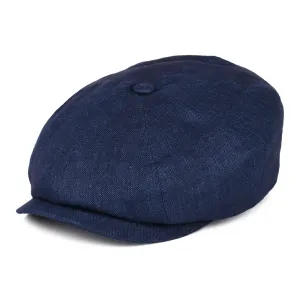 Stetson Hats Hatteras Marl Linen Newsboy Cap - Navy Blue