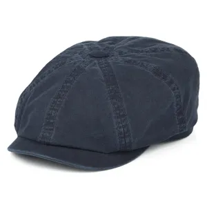 Stetson Hats Hatteras Washed Organic Cotton Newsboy Cap - Navy Blue